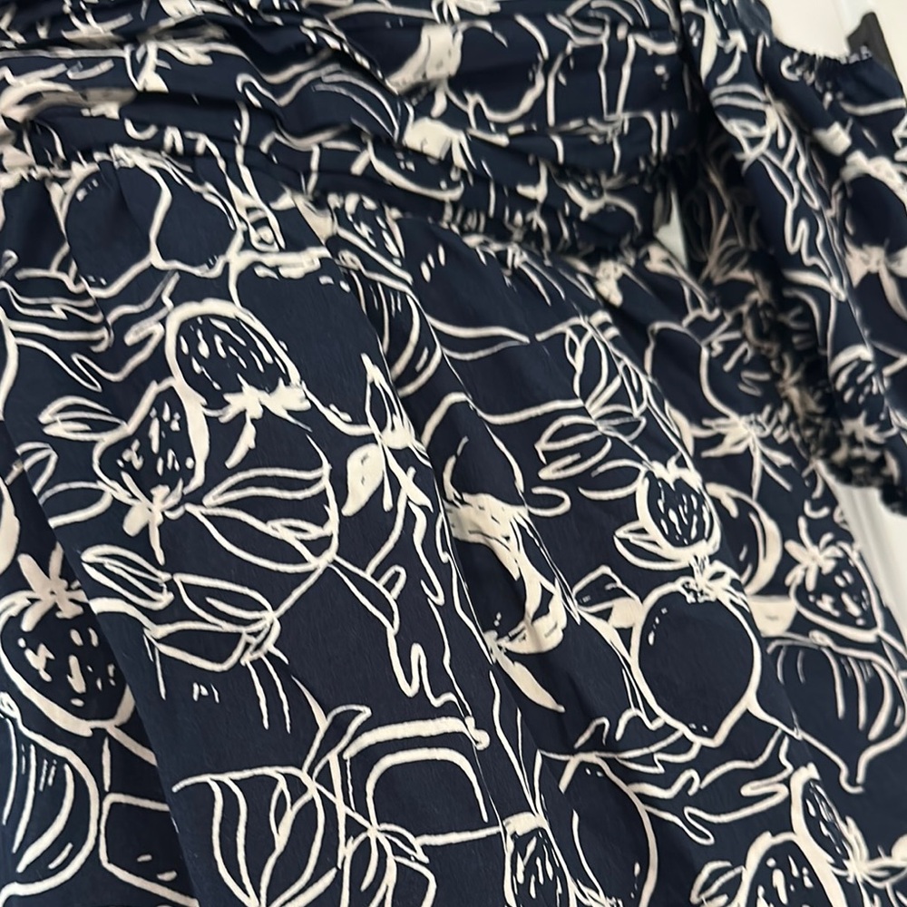 Abercrombie & Fitch Navy Off-Shoulder Floral Strapless Dress - Picture 4 of 5